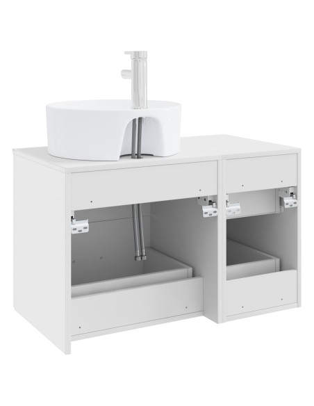 Set di mobili per il bagno 2 pz Bianco Legno ingegnerizzato