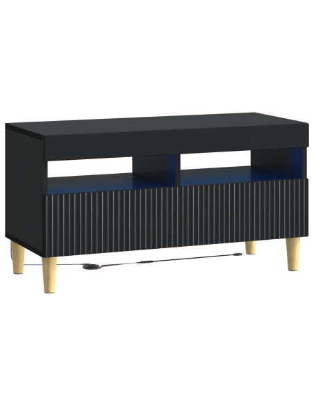Mobile TV LED a 5 pezzi Nero Legno ingegnerizzato