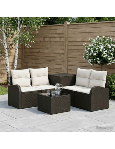 Set di divani 6 pz Nero e Bianco Crema