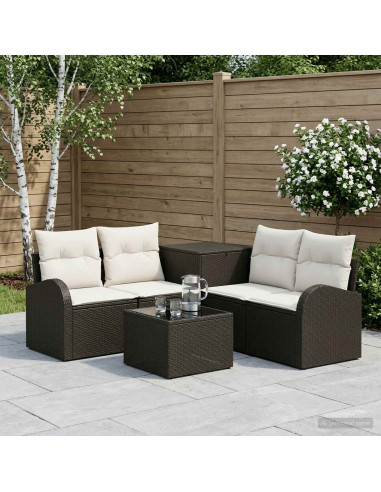 Set di divani 6 pz Nero e Bianco Crema