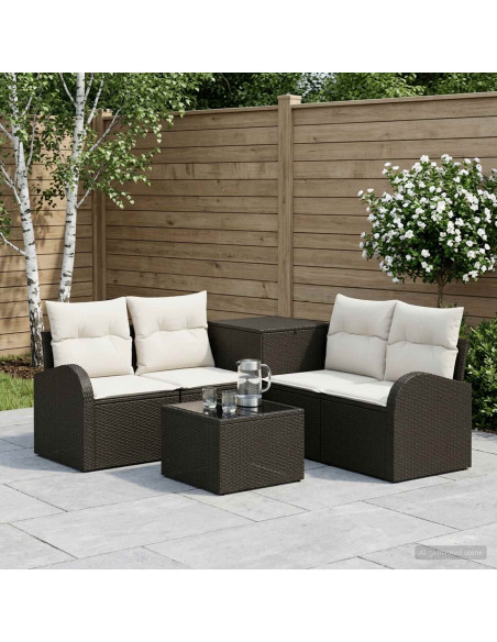 Set di divani 6 pz Nero e Bianco Crema