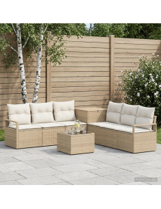 Set di divani 8 pz Beige e Bianco Crema