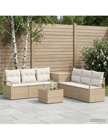 Set di divani 8 pz Beige e Bianco Crema