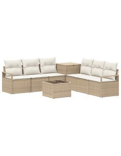 Set di divani 8 pz Beige e Bianco Crema 2