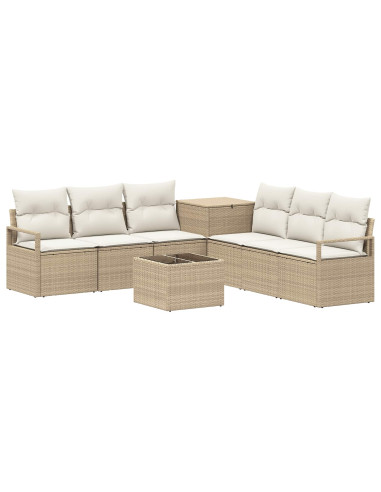 Set di divani 8 pz Beige e Bianco Crema