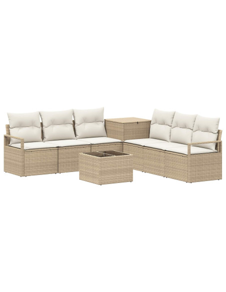 Set di divani 8 pz Beige e Bianco Crema
