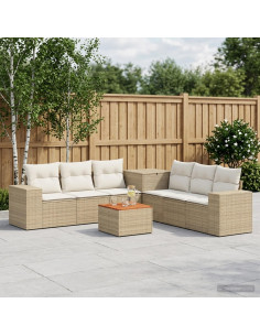 Set di divani 8 pz Beige e Bianco Crema