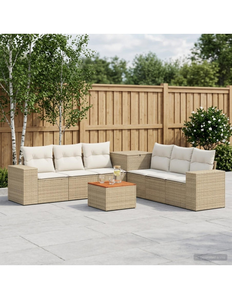 Set di divani 8 pz Beige e Bianco Crema