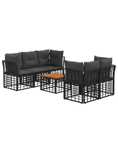 Set di divani da esterno 6 pz Nero e Grigio scuro polyrattan