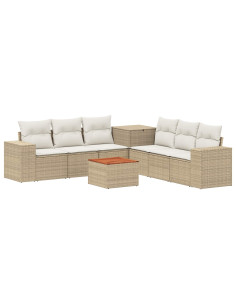 Set di divani 8 pz Beige e Bianco Crema 2