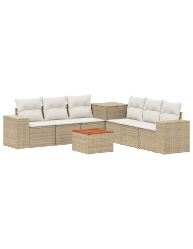 Set di divani 8 pz Beige e Bianco Crema