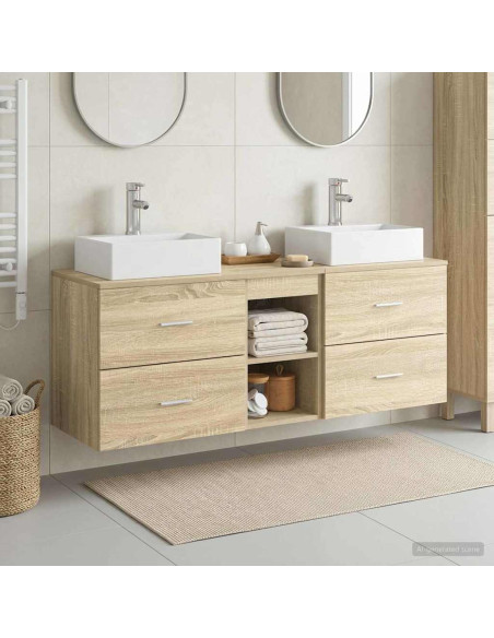 Set di Armadi da Bagno 3 pz Rovere Sonoma 49,5 x 41 x 62,5 cm