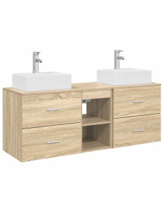 Set di Armadi da Bagno 3 pz Rovere Sonoma 49,5 x 41 x 62,5 cm 2