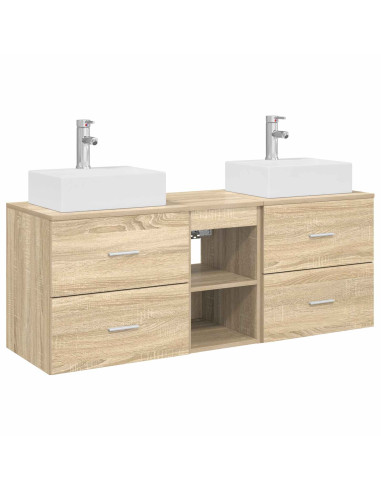 Set di Armadi da Bagno 3 pz Rovere Sonoma 49,5 x 41 x 62,5 cm