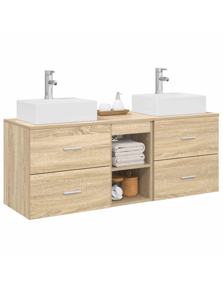 Set di Armadi da Bagno 3 pz Rovere Sonoma 49,5 x 41 x 62,5 cm