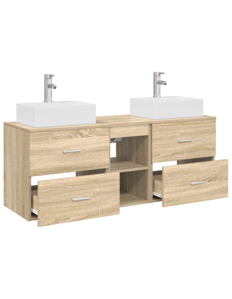 Set di Armadi da Bagno 3 pz Rovere Sonoma 49,5 x 41 x 62,5 cm