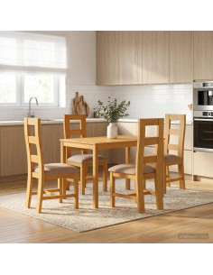 Set da pranzo 5 pz Grigio Legno di Quercia Massello