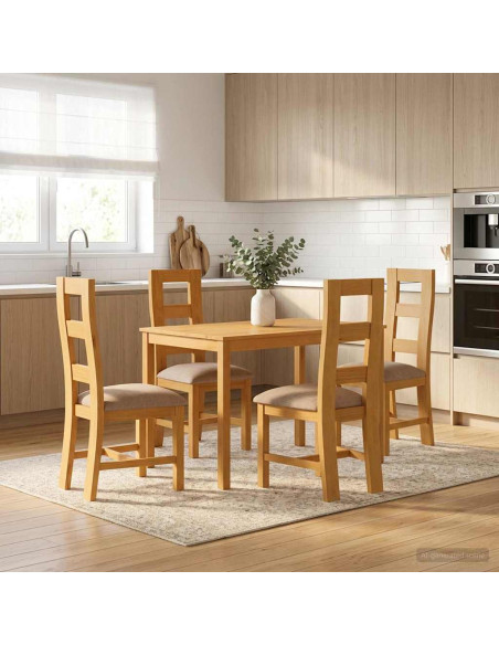 Set da pranzo 5 pz Grigio Legno di Quercia Massello
