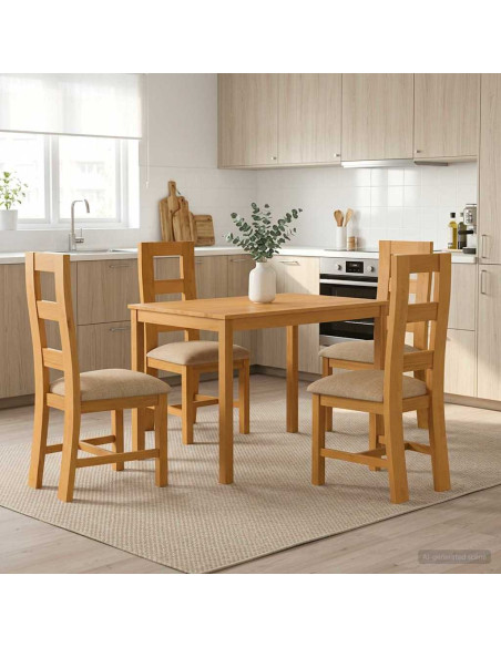 Set da pranzo 5 pz Beige Legno di Quercia Massello