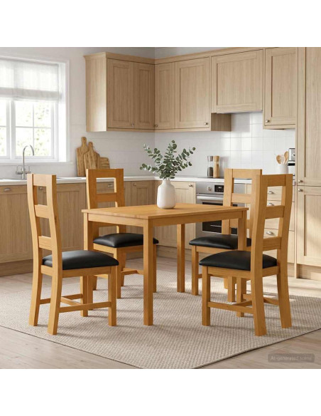 Set da pranzo 5 pz Nero Legno di Quercia Massello