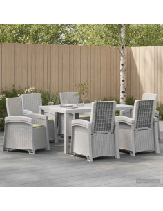 Set da Pranzo per Giardino 7 pz Bianco e Crema PP