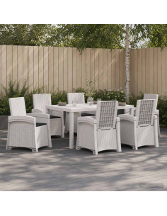 Set da Pranzo per Giardino 7 pz Bianco e Antracite PP