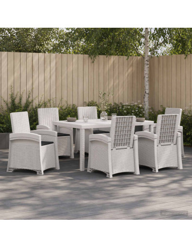Set da Pranzo per Giardino 7 pz Bianco e Antracite PP