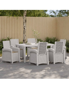 Set da Pranzo per Giardino 7 pz Bianco e Tortora PP