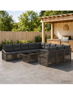Set Divano da Giardino 12 pz Grigio e Grigio Scuro polyrattan