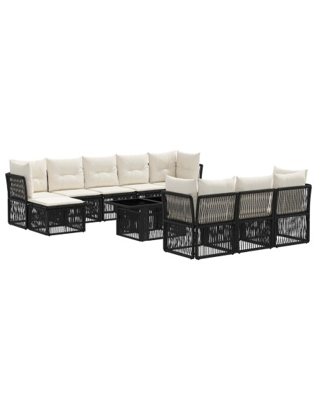 Set Divano da Giardino 11 pz Nero polyrattan