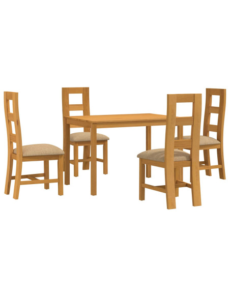 Set da pranzo 5 pz Beige Legno di Quercia Massello