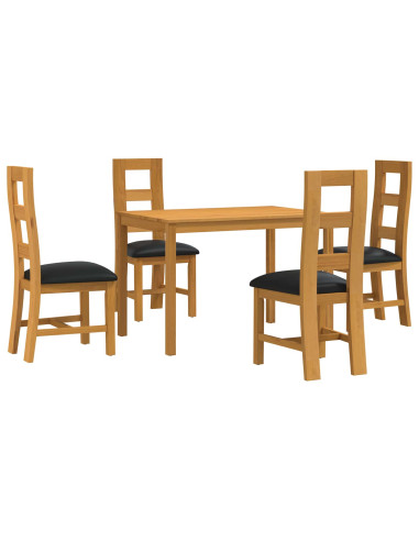 Set da pranzo 5 pz Nero Legno di Quercia Massello