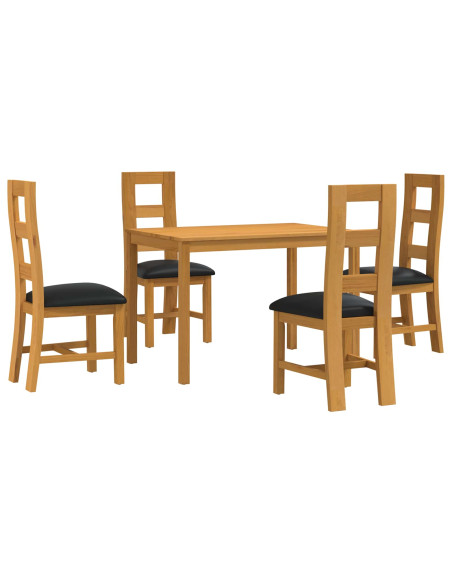 Set da pranzo 5 pz Nero Legno di Quercia Massello
