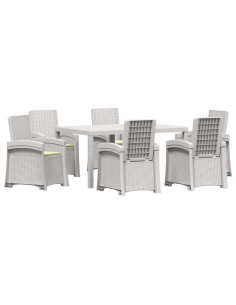 Set da Pranzo per Giardino 7 pz Bianco e Crema PP 2