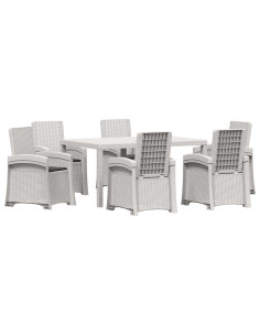 Set da Pranzo per Giardino 7 pz Bianco e Antracite PP 2