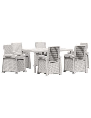 Set da Pranzo per Giardino 7 pz Bianco e Antracite PP