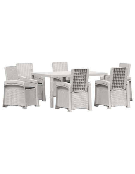 Set da Pranzo per Giardino 7 pz Bianco e Antracite PP