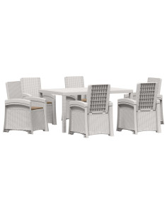Set da Pranzo per Giardino 7 pz Bianco e Tortora PP 2