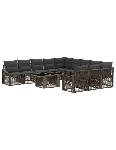 Set Divano da Giardino 12 pz Grigio e Grigio Scuro polyrattan