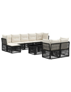 Set Divano da Giardino 10 pz Nero polyrattan 2