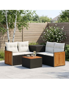 Set di divani 6 pz Nero e Bianco Crema