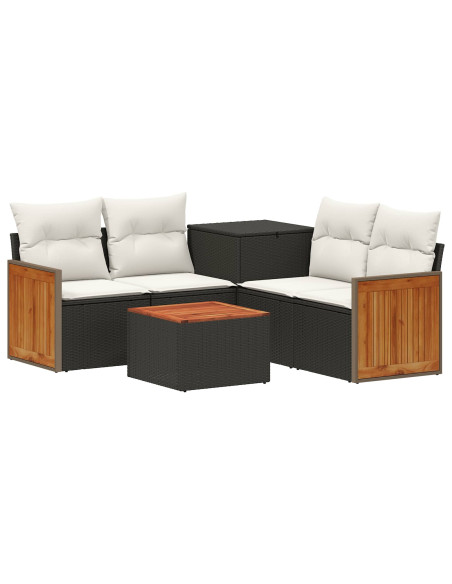Set di divani 6 pz Nero e Bianco Crema