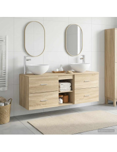 Set di Armadi da Bagno 3 pz Rovere Sonoma 49,5 x 41 x 64,5 cm