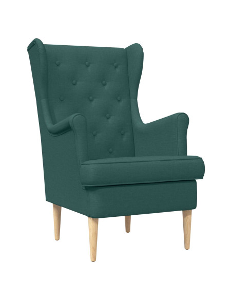 Poltrona con Ottomano 2 pz Verde Scuro Tessuto