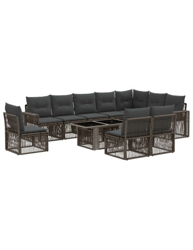 Set Divano da Giardino 11 pz Grigio e Grigio Scuro polyrattan