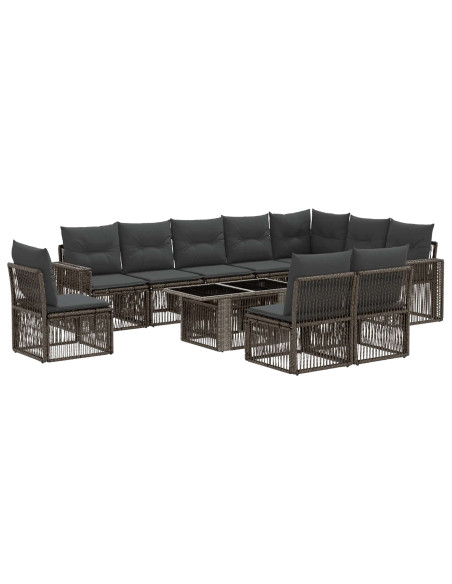 Set Divano da Giardino 11 pz Grigio e Grigio Scuro polyrattan