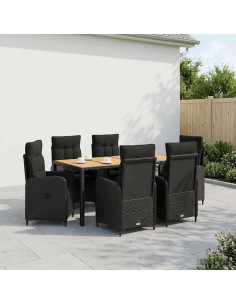Set da pranzo per esterni 7 pz Nero