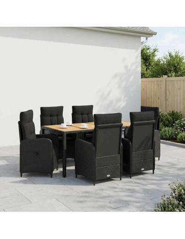 Set da pranzo per esterni 7 pz Nero