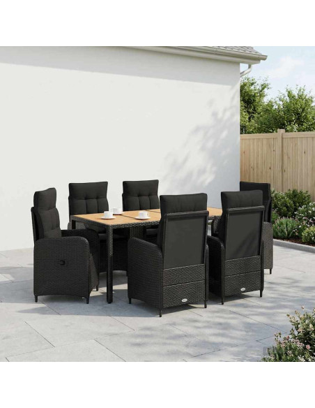 Set da pranzo per esterni 7 pz Nero