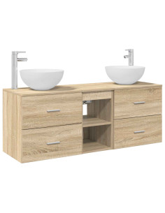 Set di Armadi da Bagno 3 pz Rovere Sonoma 49,5 x 41 x 64,5 cm 2
